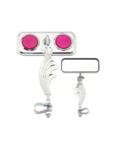 Rectangle Wing Mirror Chrome Left Purple Reflectors.